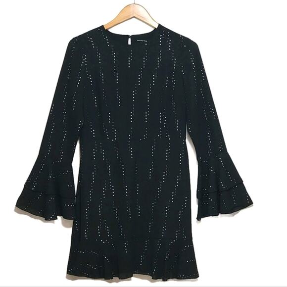 Who What Wear Black Midi Dress Crew Neck Bell Sleeve A Line Workwear Party S - Picture 1 of 16